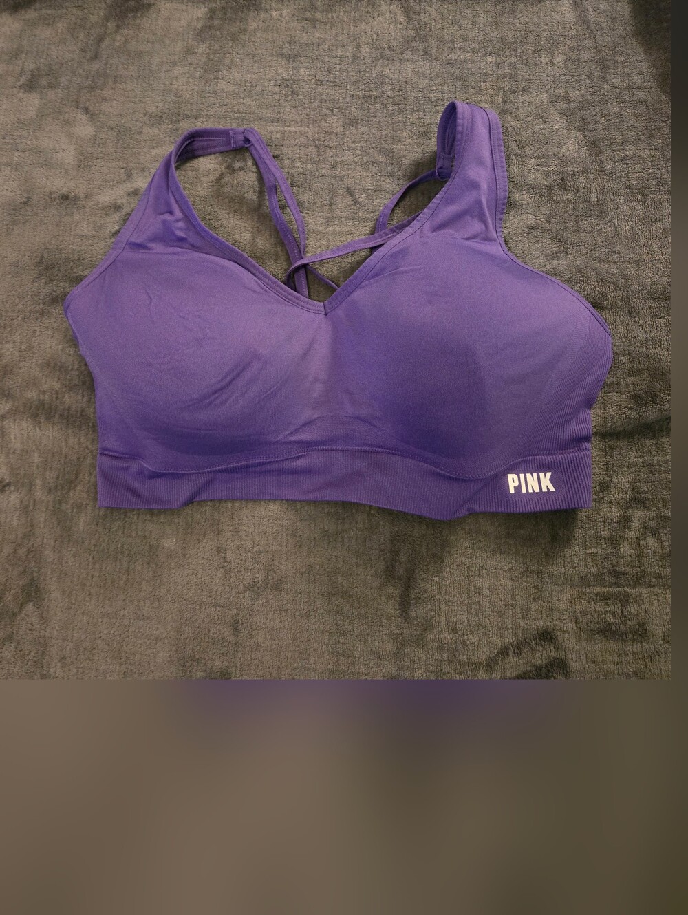 PINK Victoria's Secret Purple Seamless Strappy Sports Bra